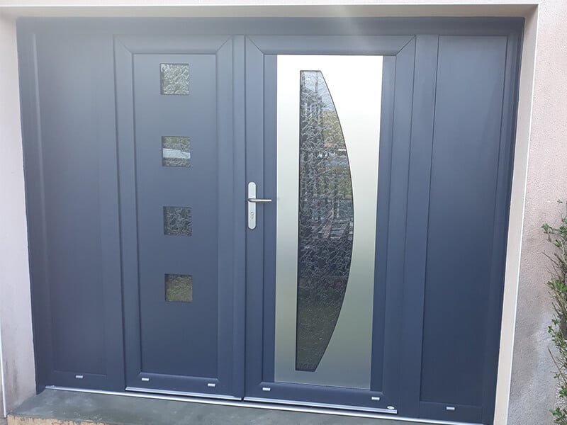 Porte d'entrée PVC gris anthracite